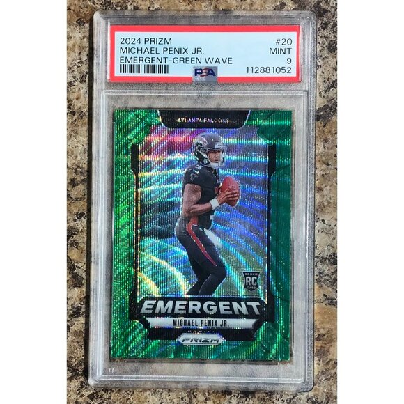 2024 Panini Prizm PSA 9 Emergent Michael Penix Jr. rookie Green Wave Prizm RC - Picture 1 of 3